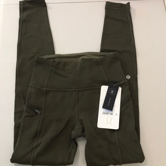 NWT MILT GREEN LULULEMON FIRST MILE TECH TIGHT - 4 - Picture 4 of 8
